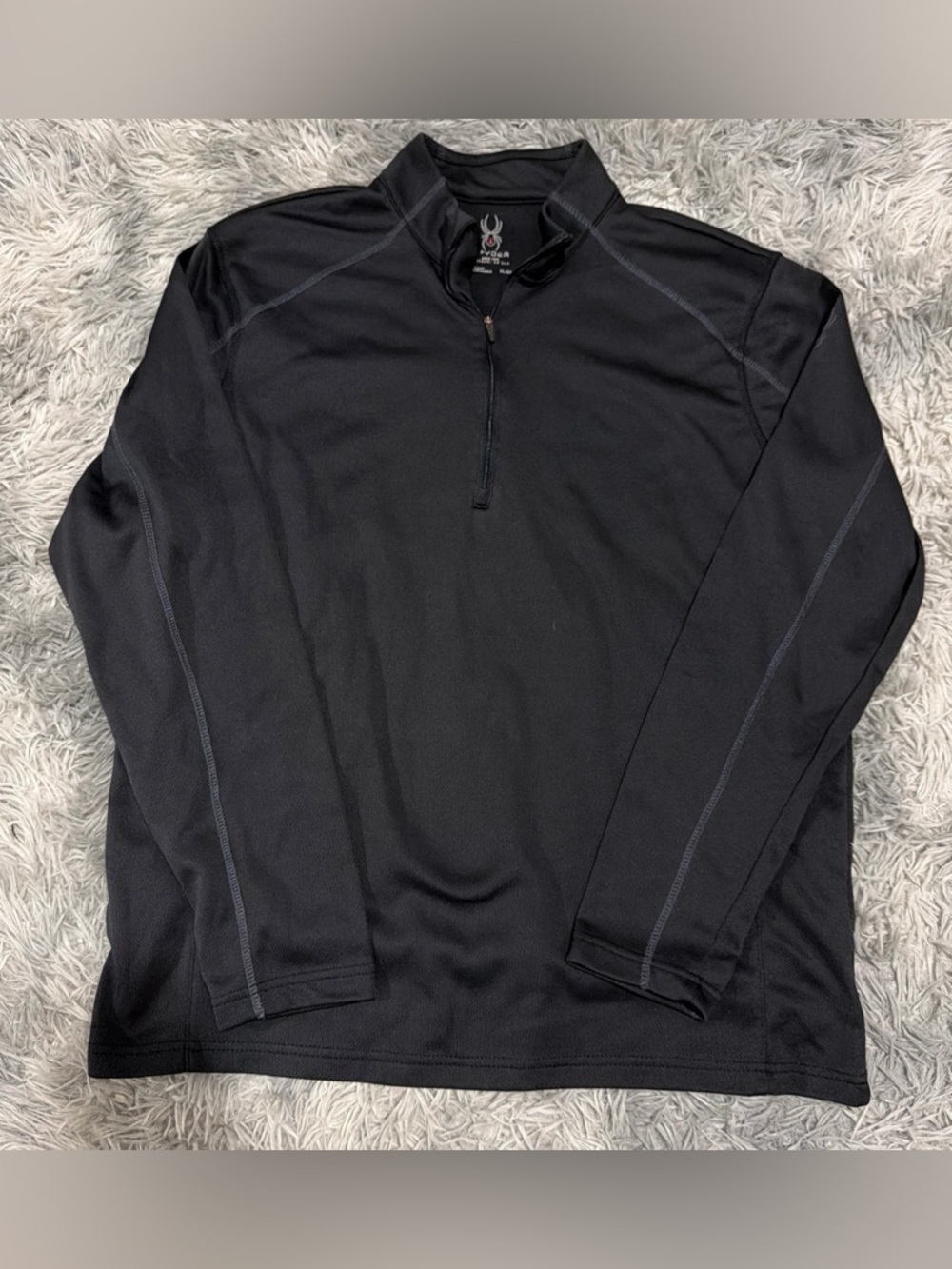 Spyder Mock Baselayer Top 1/4 Zip Pullover Mens XL Gray Long Sleeve Lightweight